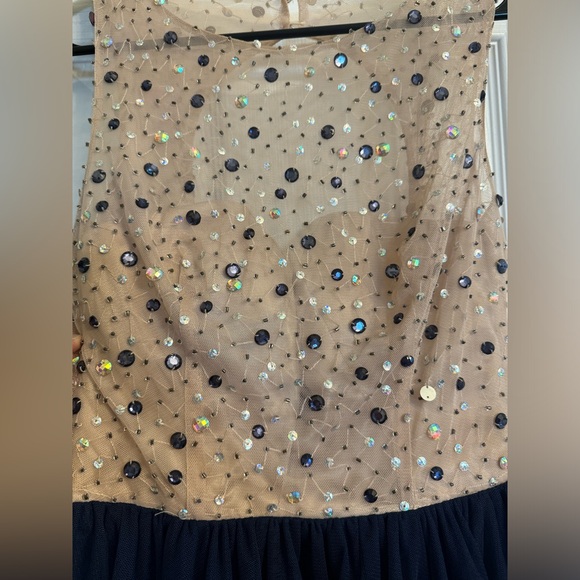 Juniors Tulle & Beaded Top Cocktail Dress - Picture 3 of 4